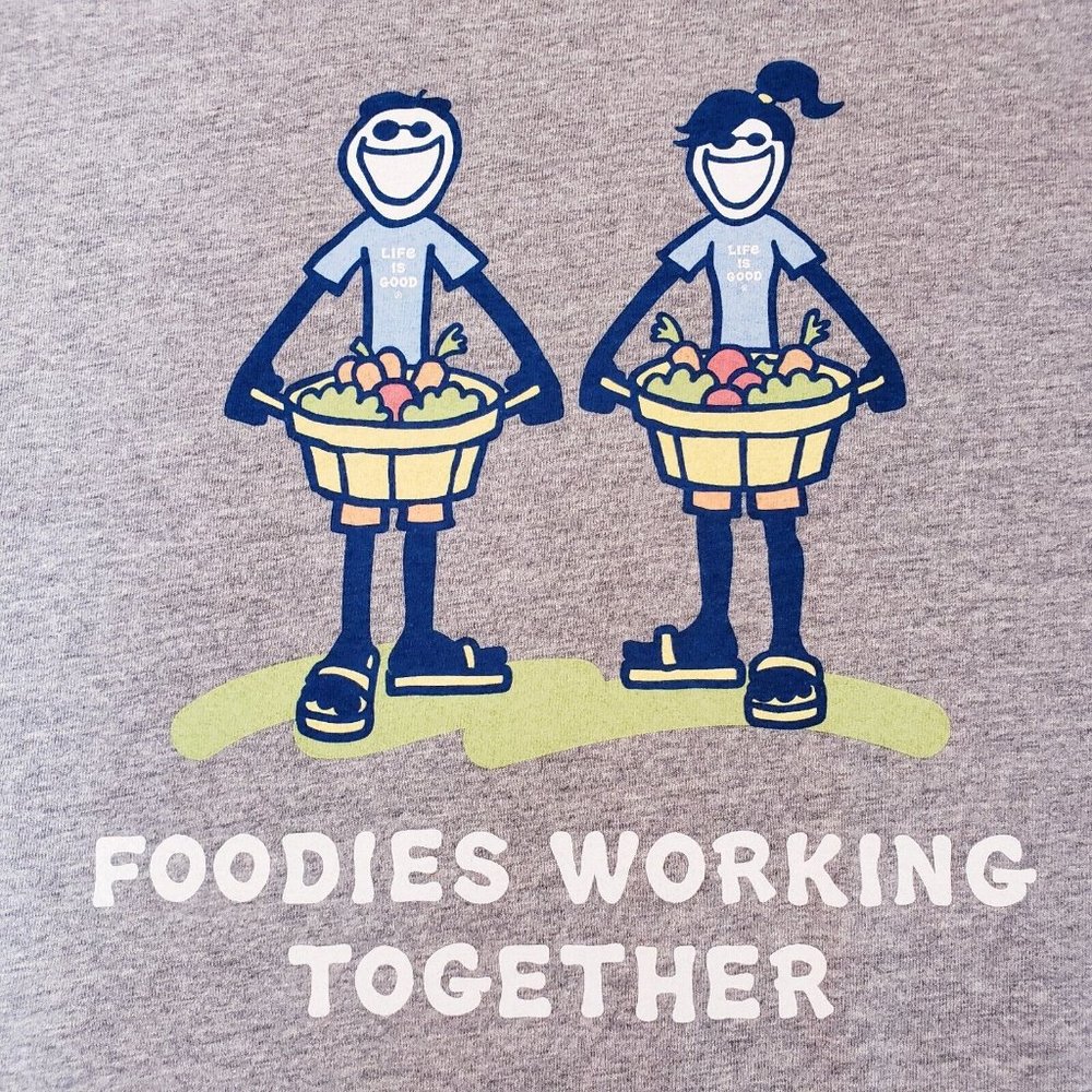 Life is Good Vintage Mens Foodie Working Together Gray T-Shirt Size XXL - Picture 4 of 13